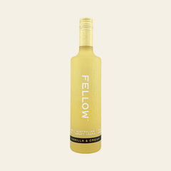 Yellow bottle of Fellow Australian Craft Vodka Vanilla & Cream on a white background